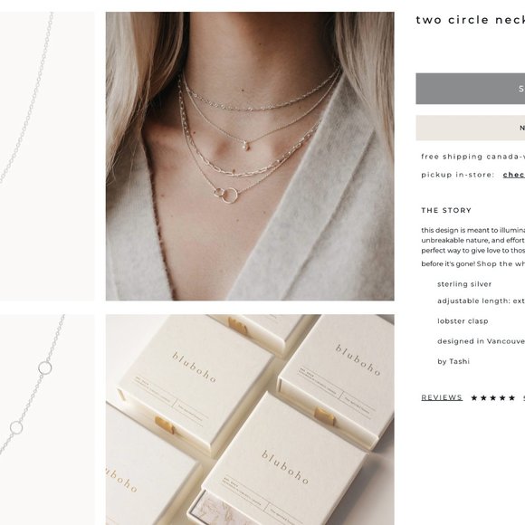 New in box! Bluboho Sterling Silver "Two Circle" Necklace - Sold Out In Store! - Picture 2 of 4